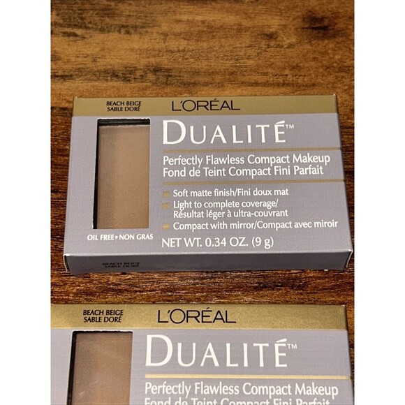 3x L'oreal Powder Foundation Dualite Perfectly Flawless, Beach Beige, 0.34 Oz - Picture 2 of 7